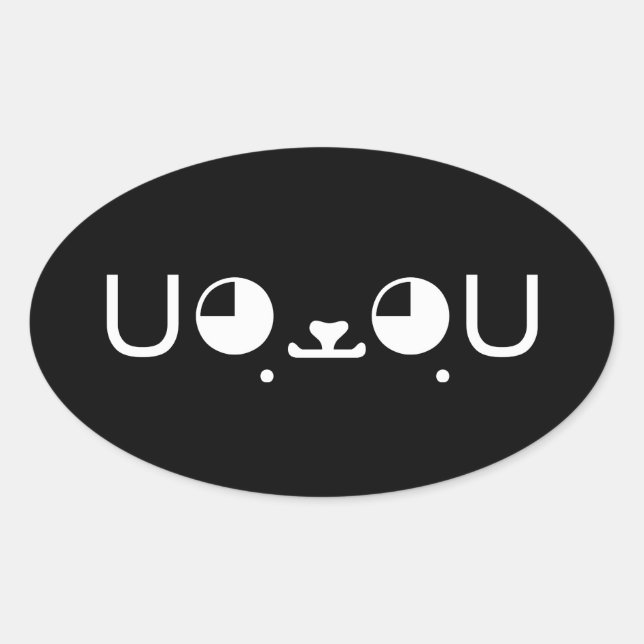 Adesivo Oval Cachorro Cachorro Cachorro Cachorro Japonês Kaomoj (Frente)