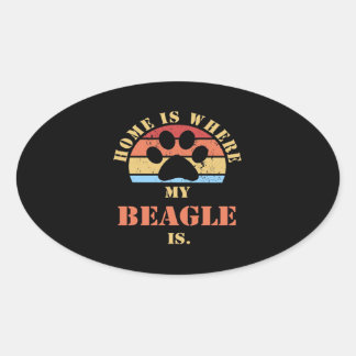 Adesivo Oval Cachorro de Beagle