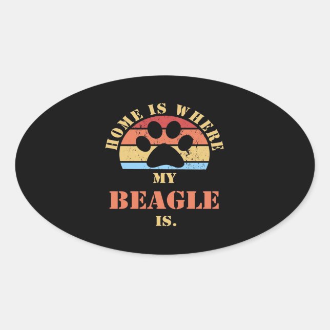 Adesivo Oval Cachorro de Beagle (Frente)