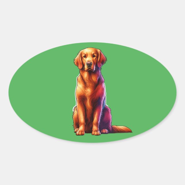 Adesivo Oval Cachorro de Retriever Revestido Curvo (Frente)