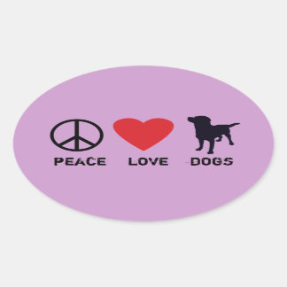 Adesivo Oval Cachorros do Amor pela Paz