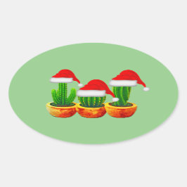 Adesivo Oval Cactus Themed Vedantes De Natal