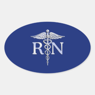 Adesivo Oval Caduceus do RN da enfermeira diplomada na