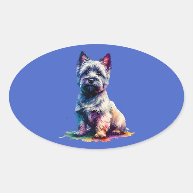 Adesivo Oval Cairn Terrier Dog (Frente)