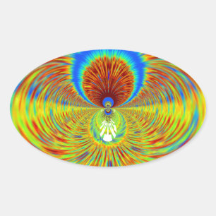 Adesivo Oval Caleidoscópio Colorido Impressão de Arte