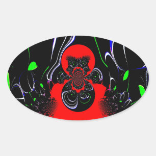 Adesivo Oval Caleidoscópio Fluid Art Impressão