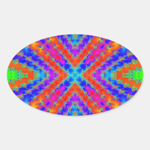 Adesivo Oval caleidoscópio fractal colorido