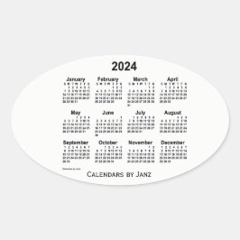Adesivo Oval Calendário preto e branco 2024 por Janz Oval Stick