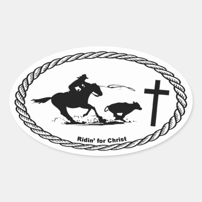 Adesivo Oval Calf Roping Cross Euro Style (Frente)
