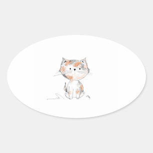 Adesivo Oval Calico Kitten Oval Sticker