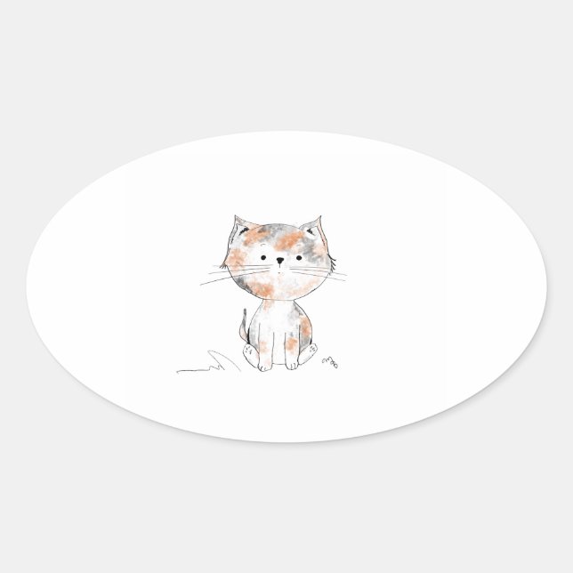 Adesivo Oval Calico Kitten Oval Sticker (Frente)