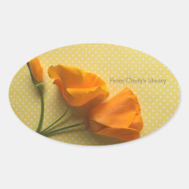 Adesivo Oval Califórnia pega em bolinhas amarelas e brancas