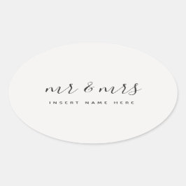 Adesivo Oval Caligrafia personalizada Sr. e Sra. Newlywing