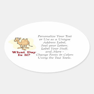 Adesivo Oval Camelo - que dia é ele?