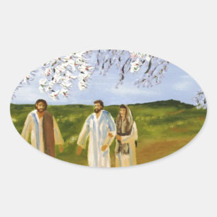 Adesivo Oval Caminhada com Jesus