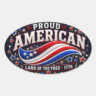 Adesivo Oval Camisa Patriótica Americana Orgulhosa – Terra dos 