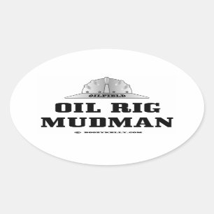 Adesivo Oval Campo petrolífero, plataforma petrolífera Mudman