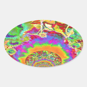 Adesivo Oval Campos de girassol retrorreflectores elegantes