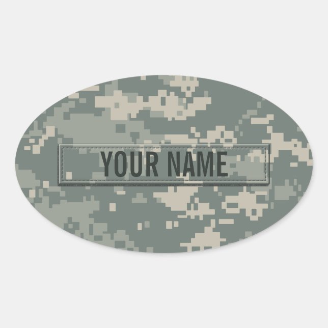 Adesivo Oval Camuflagem ACU do Exército Personalizável (Frente)