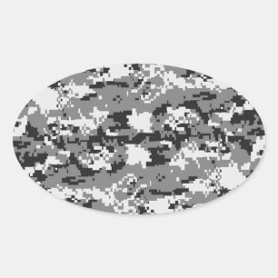 Adesivo Oval Camuflagem preto e branco