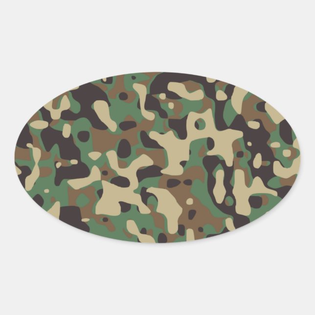 Adesivo Oval Camuflagem Woodland (Frente)