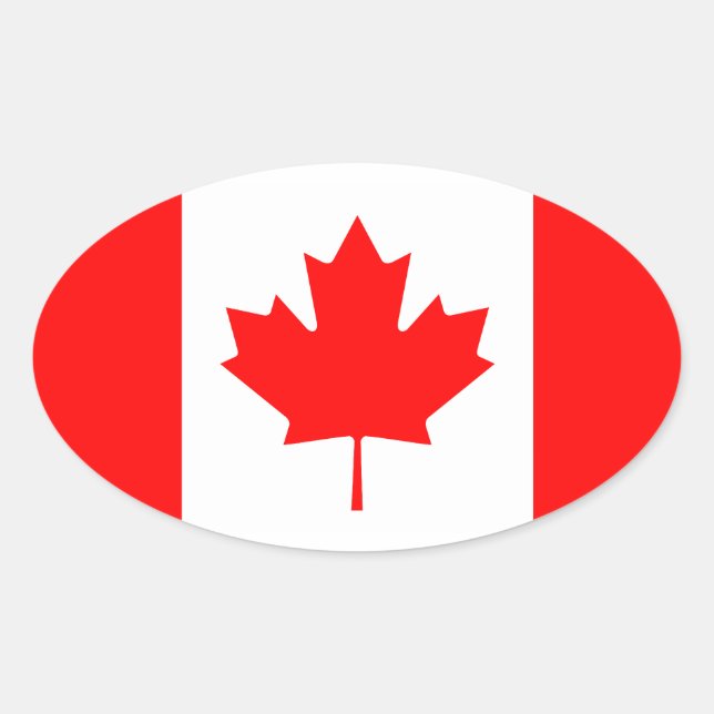 Adesivo Oval Canadá - Bandeira Canadiana (Frente)