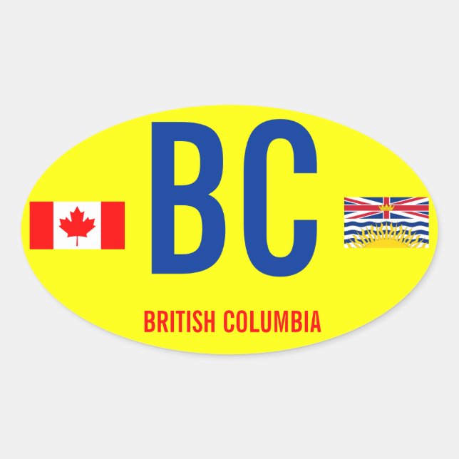Adesivo Oval Canadá, Colúmbia Britânica* Estilo Euro Oval stcke (Frente)