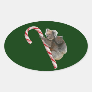 Adesivo Oval Candy Cane Australian Koala Bears