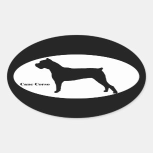 Adesivo Oval Cane Corso SIlhouette