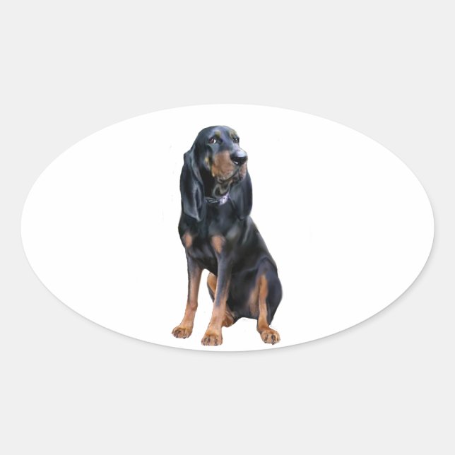 Adesivo Oval Cão de Caça Americano - Preto e Castanho (Frente)