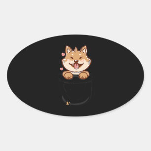 Adesivo Oval Cãozinho fofo shiba inu   Pet Presente