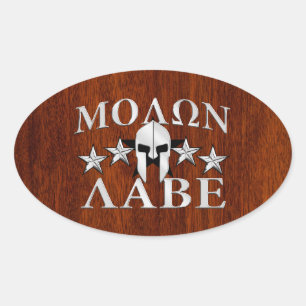 Adesivo Oval Capacete de Spartan Molon Labe 5 estrelas Estilo d
