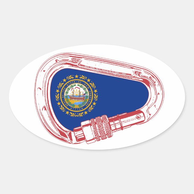 Adesivo Oval Carabineiro de subida da bandeira de New Hampshire (Frente)