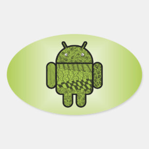 Adesivo Oval Caractere Paisley para o robô Android™