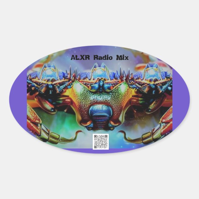 Adesivo Oval Caranguejo espacial 2 (Frente)