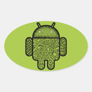 Adesivo Oval Caráter de porta de bolhas para o robô Android™