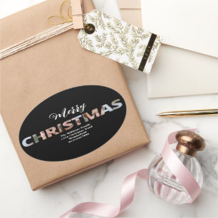 Adesivo Oval Carregue sua foto no texto Natal