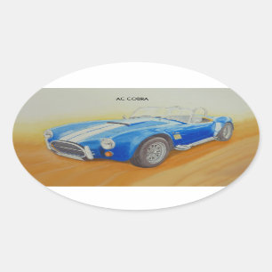 ADESIVO OVAL CARRO DE ESPORTES CLÁSSICO AZUL DA C.A.