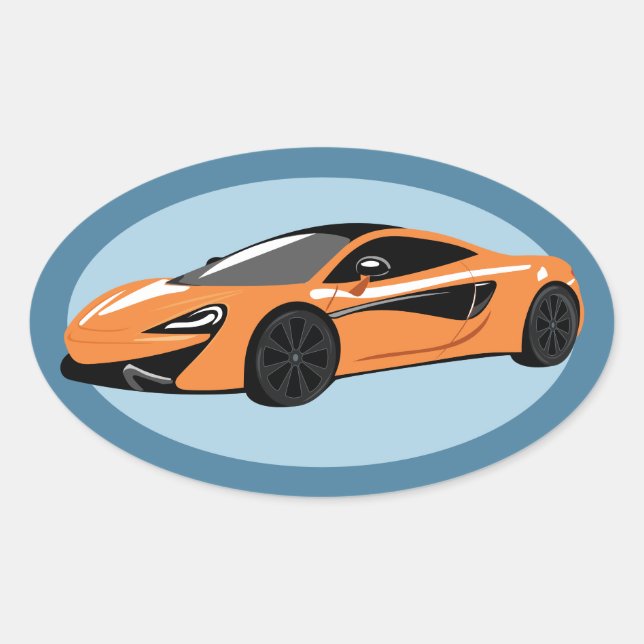 Adesivo Oval Carro desportivo Laranja (Frente)