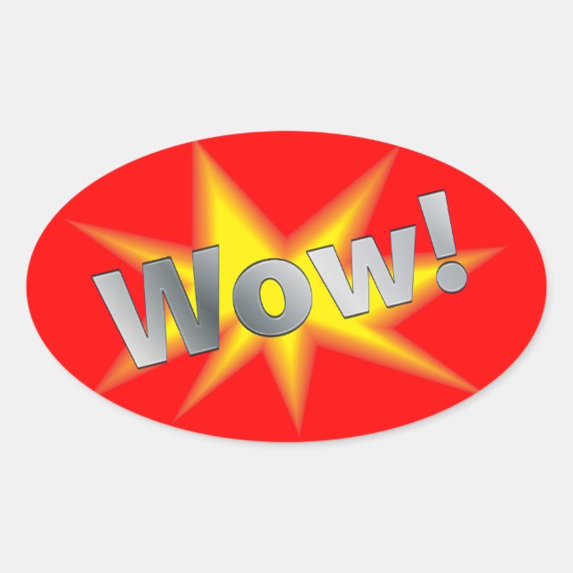 Adesivo Oval Cartoon WOW (Frente)