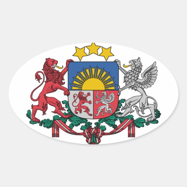 Adesivo Oval Casaco de armas letão (Frente)