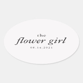Adesivo Oval Casamento com Menina de Flor Moderna
