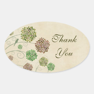 Adesivo Oval Casamento Dahlia Garden Obrigado Oval Sticker