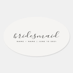 Adesivo Oval Casamento de Bridesmaid Chic da Caligrafia Moderna