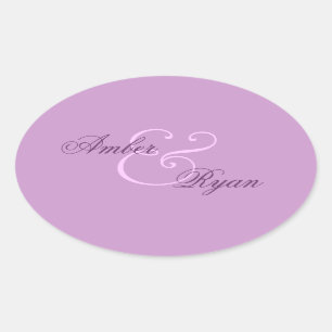 Adesivo Oval Casamento de Selo de Envelope Roxo
