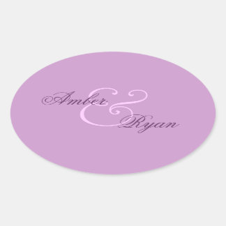 Adesivo Oval Casamento de Selo de Envelope Roxo
