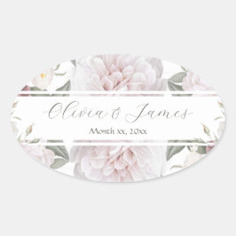 Adesivo Oval Casamento do Jardim das Rosas Rosa Elegante