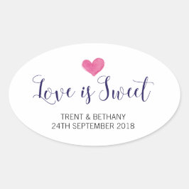 Adesivo Oval Casamento Favor Stickers Love is Sweet