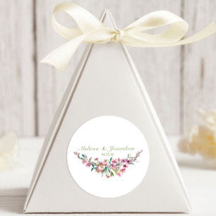 Adesivo Oval Casamento Floral de Cerejeira Rosa