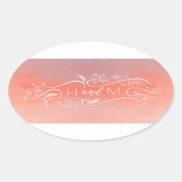 Adesivo Oval Casamento Moderno Elegante das Aquarelas Blush